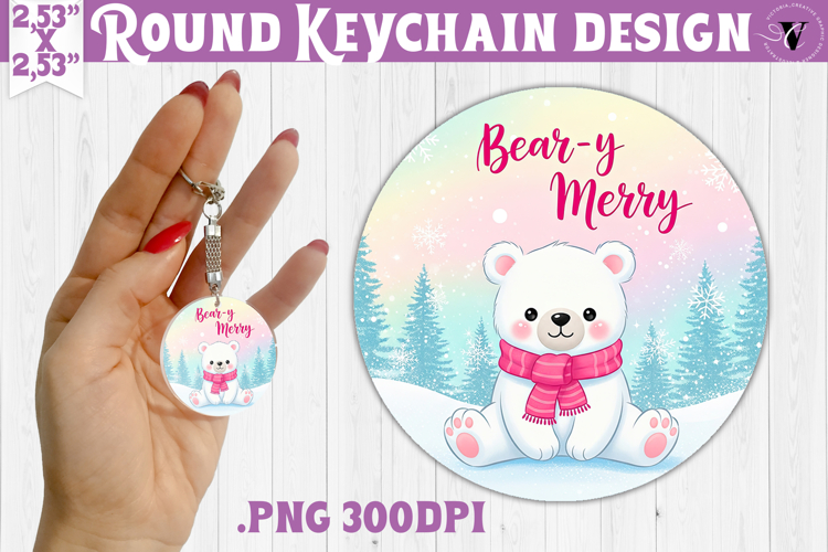 Cute Christmas Round keychain | Kawaii Pink Xmas