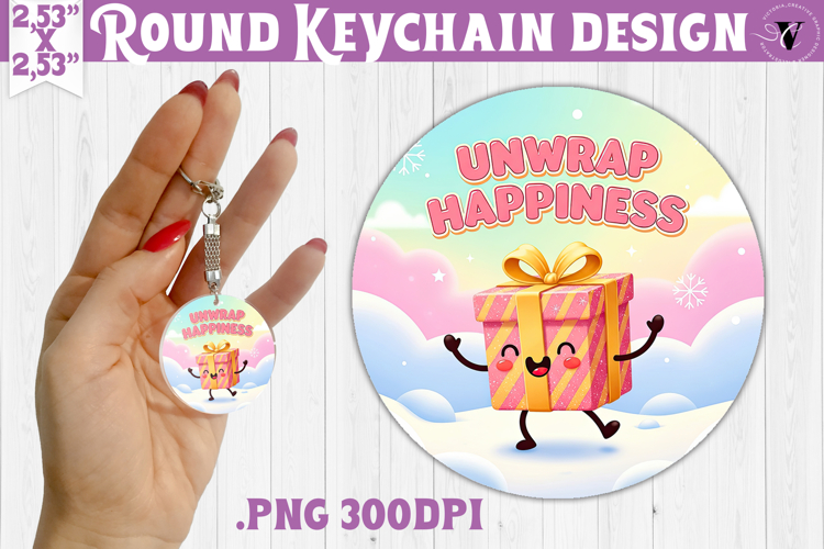 Cute Christmas Round keychain | Kawaii Pink Xmas