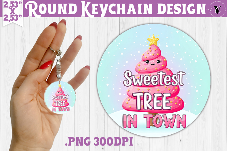 Cute Christmas Round keychain | Kawaii Pink Xmas
