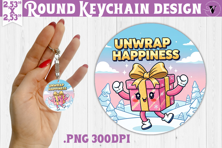 Cute Christmas Round keychain | Kawaii Pink Xmas