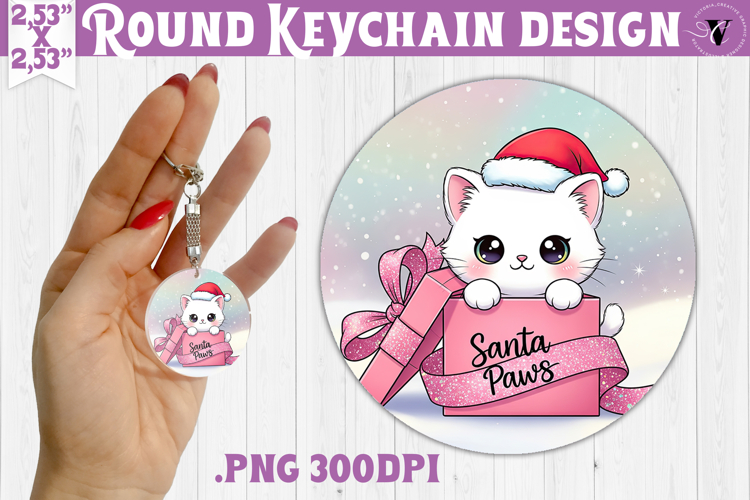 Cute Christmas Round keychain | Kawaii Pink Xmas