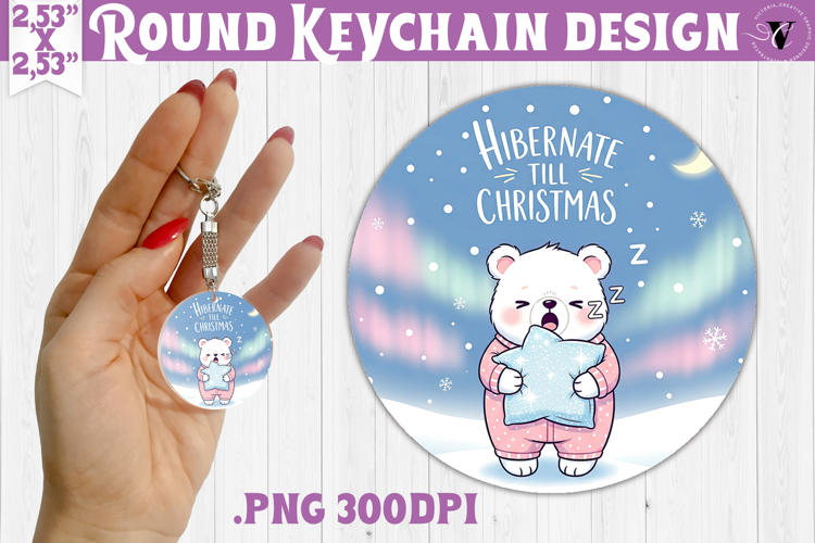 Cute Christmas Round keychain | Kawaii Pink Xmas