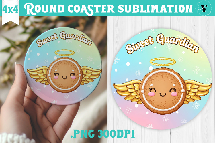 Cute Christmas Round Coaster | Kawaii Pink Xmas