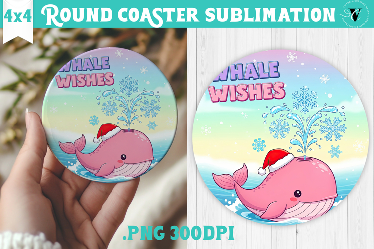 Cute Christmas Round Coaster | Kawaii Pink Xmas