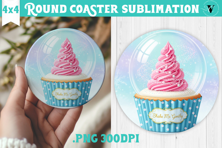 Cute Christmas Round Coaster | Kawaii Pink Xmas