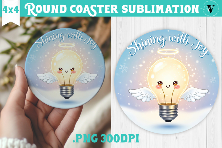 Cute Christmas Round Coaster | Kawaii Pink Xmas