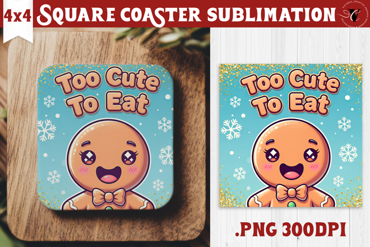 Cute Christmas Square Coasters | Kawaii Pink Xmas