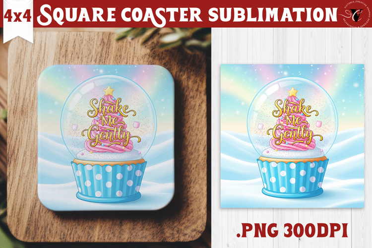 Cute Christmas Square Coasters | Kawaii Pink Xmas