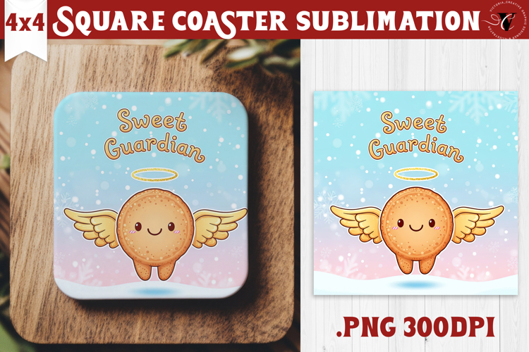 Cute Christmas Square Coasters | Kawaii Pink Xmas