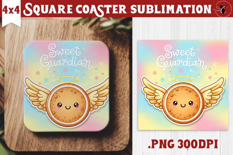 Cute Christmas Square Coasters | Kawaii Pink Xmas