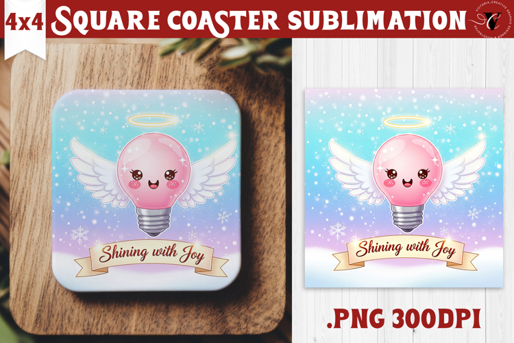 Cute Christmas Square Coasters | Kawaii Pink Xmas