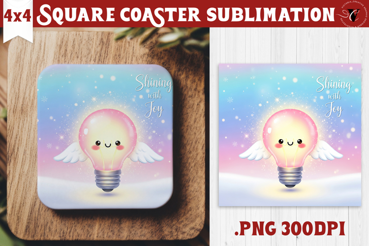 Cute Christmas Square Coasters | Kawaii Pink Xmas