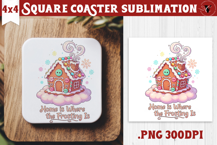 Cute Christmas Square Coasters | Kawaii Pink Xmas