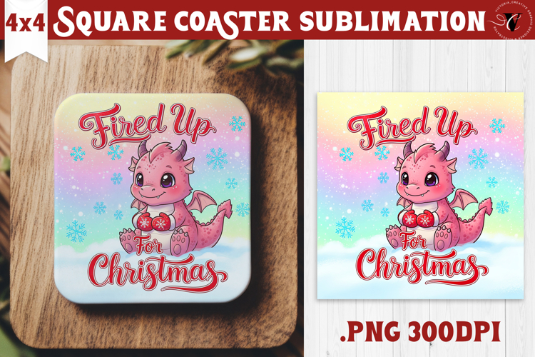 Cute Christmas Square Coasters | Kawaii Pink Xmas