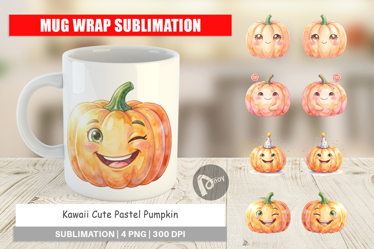 Kawaii Pastel Pumpkin Mug Wrap