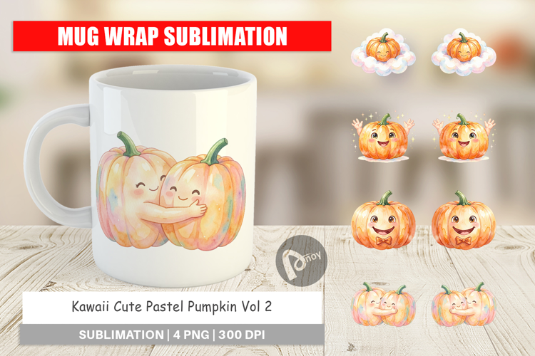 Kawaii Pastel Pumpkin Mug Wrap