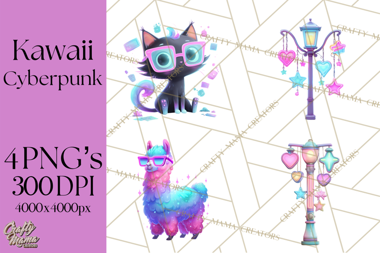 Cyberpunk Animals PNG Clipart, Kawaii Futuristic Animals