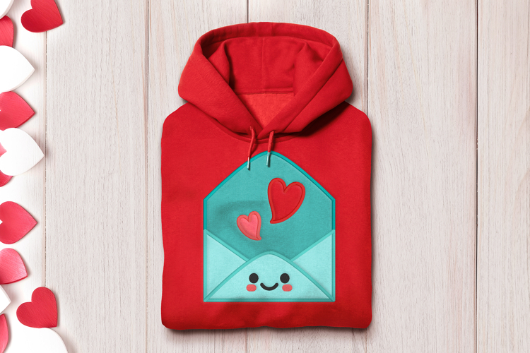 Kawaii Cartoon Valentines Day Envelope Applique Embroidery