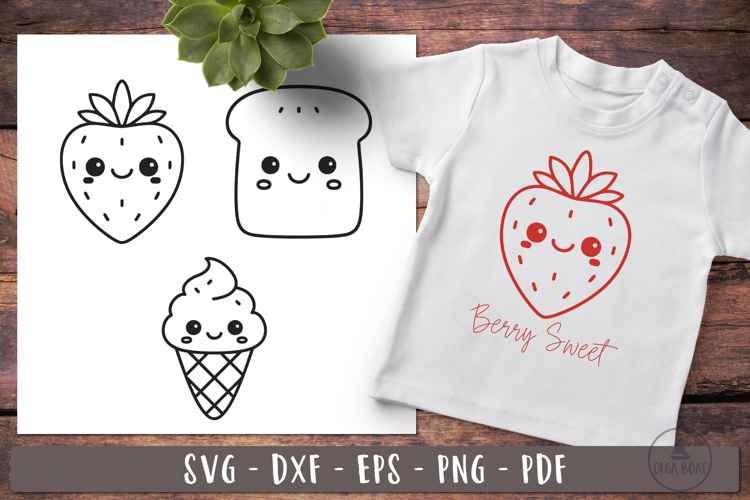 Kawaii Food Faces SVG Cute designs