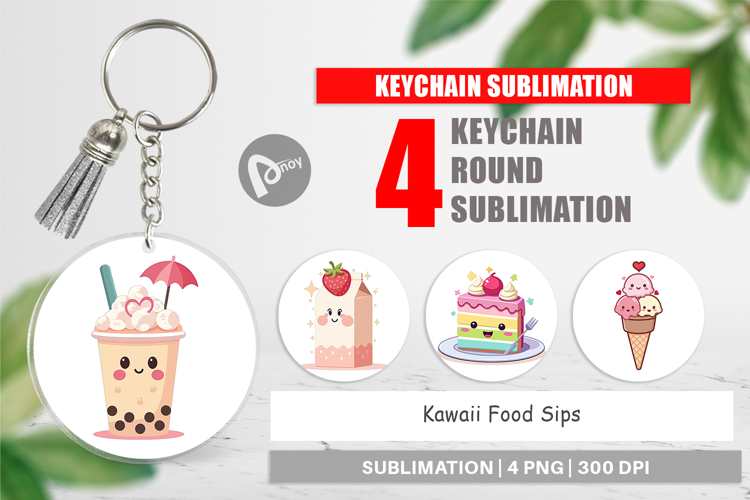 Keychain Kawaii Food Sips