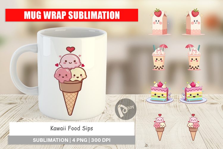 Mug Wrap Kawaii Food Sips