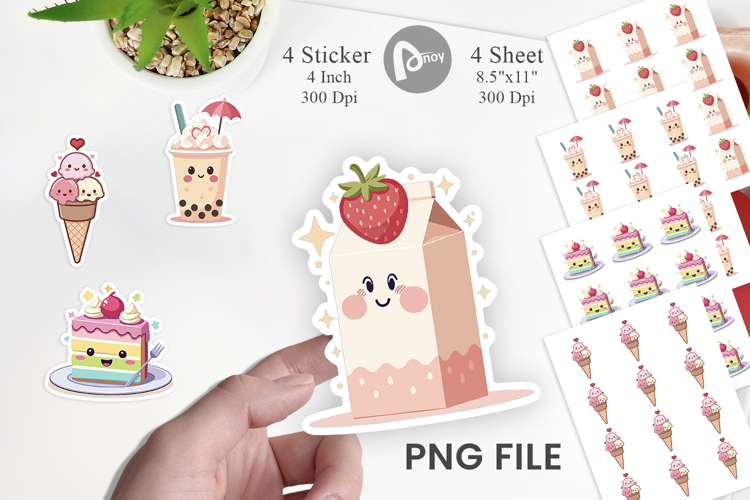 Kawaii Food Sips Sticker