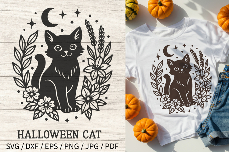 Kawaii Halloween Cat SVG and PNG Clipart