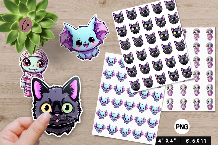 Kawaii Halloween Stickers | Printable Halloween PNG