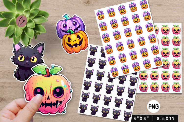 Kawaii Halloween Stickers | Printable Halloween PNG