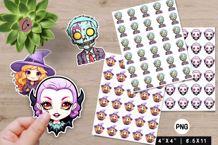Kawaii Halloween Stickers | Printable Halloween PNG