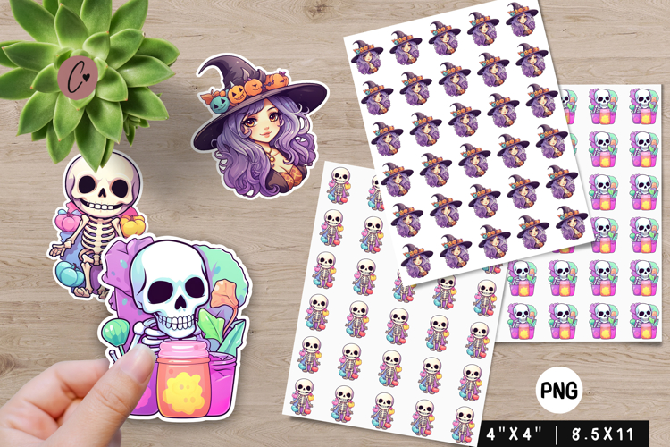 Kawaii Halloween Stickers | Printable Halloween PNG