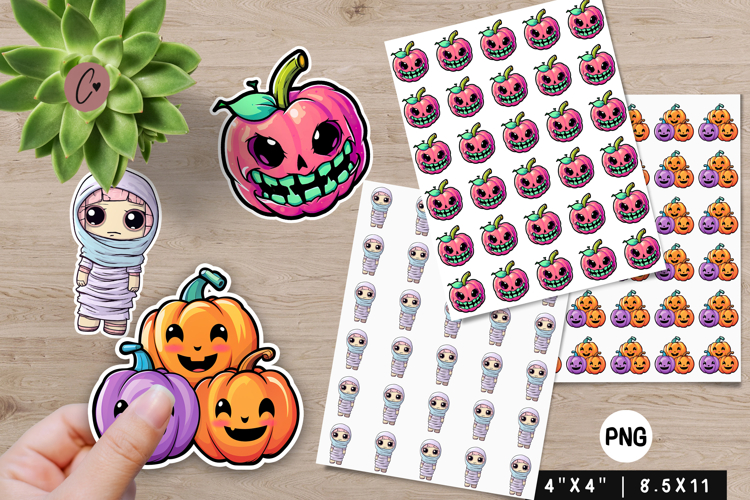 Kawaii Halloween Stickers | Printable Halloween PNG