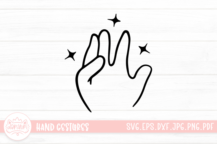 Cute Cartoon Hand Gestures Outline With Blink Star