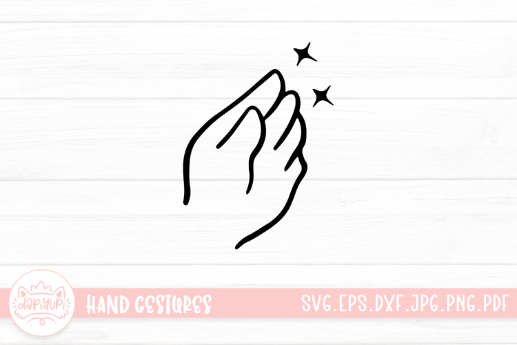 Cute Cartoon Hand Gestures Outline With Blink Star