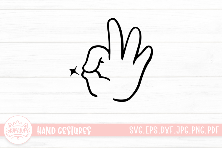 Cute Cartoon Hand Gestures Outline With Blink Star