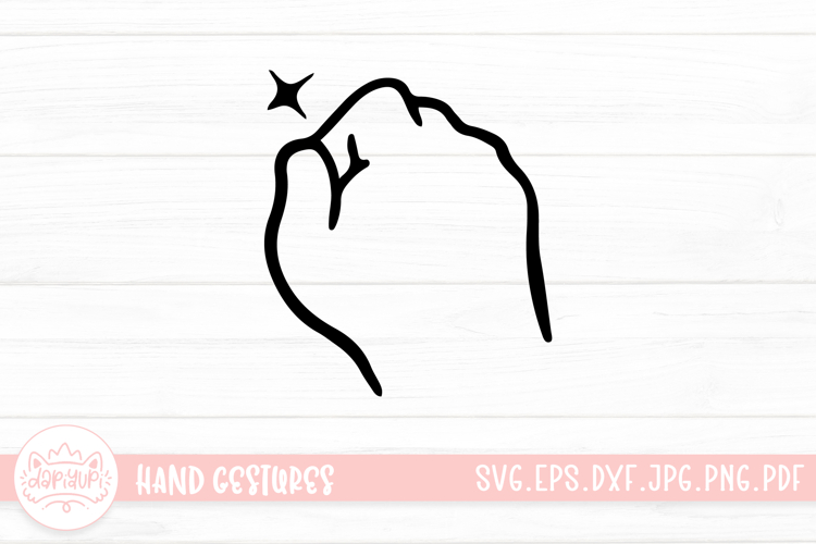 Cute Cartoon Hand Gestures Outline With Blink Star