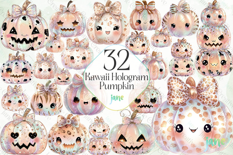 Kawaii Hologram Pumpkin Sublimation Bundle