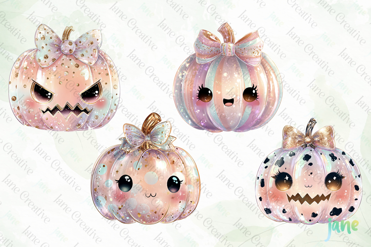Kawaii Hologram Pumpkin Clipart