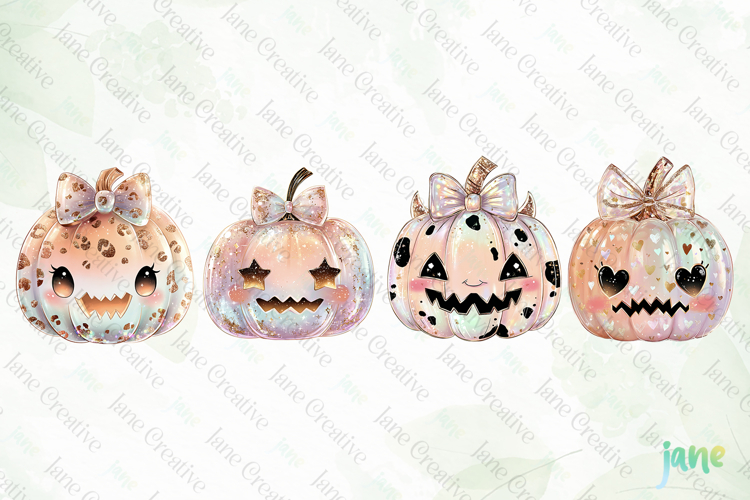 Kawaii Hologram Pumpkin Clipart