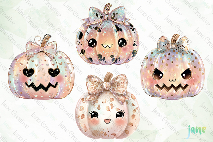 Kawaii Hologram Pumpkin Clipart