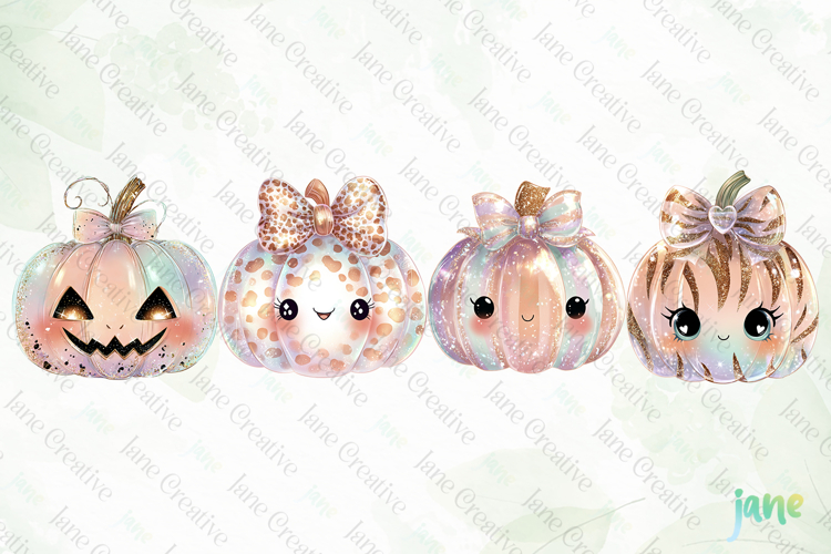 Kawaii Hologram Pumpkin Clipart