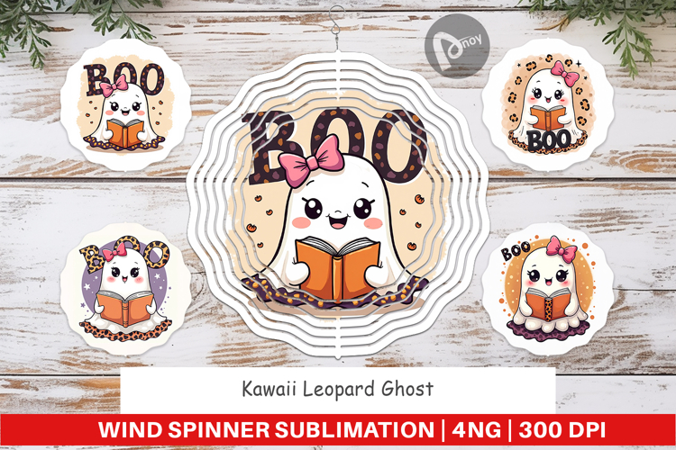 Kawaii Leopard Ghost Wind Spinner