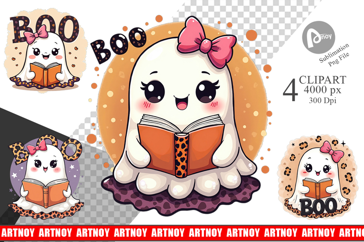 Kawaii Leopard Ghost Clipart