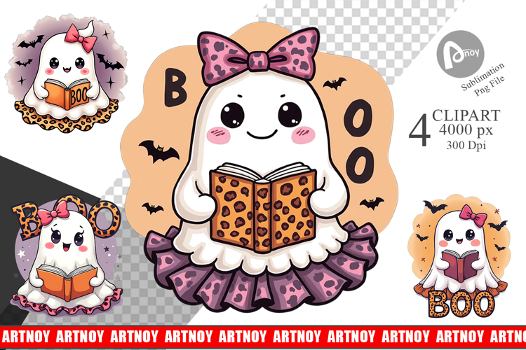 Kawaii Leopard Ghost Clipart