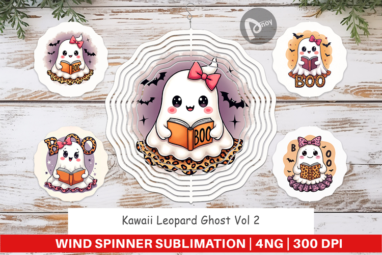 Kawaii Leopard Ghost Wind Spinner