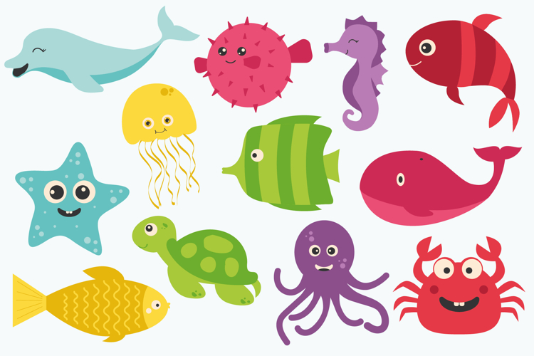 Cute Ocean Animals Clipart | Adorable Sea Creatures PNG
