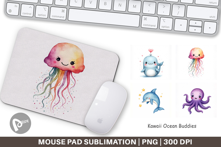 Kawaii Ocean Buddies Mouse Pad