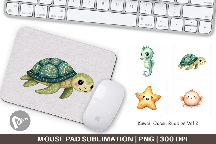 Kawaii Ocean Buddies Mouse Pad