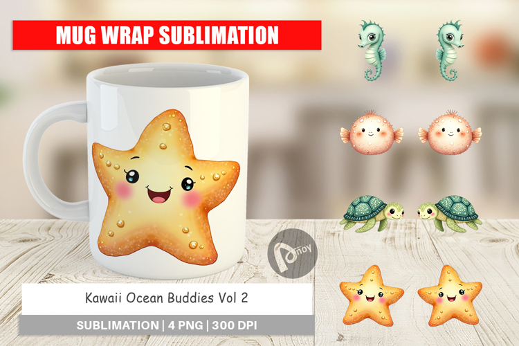 Kawaii Ocean Buddies Mug Wrap