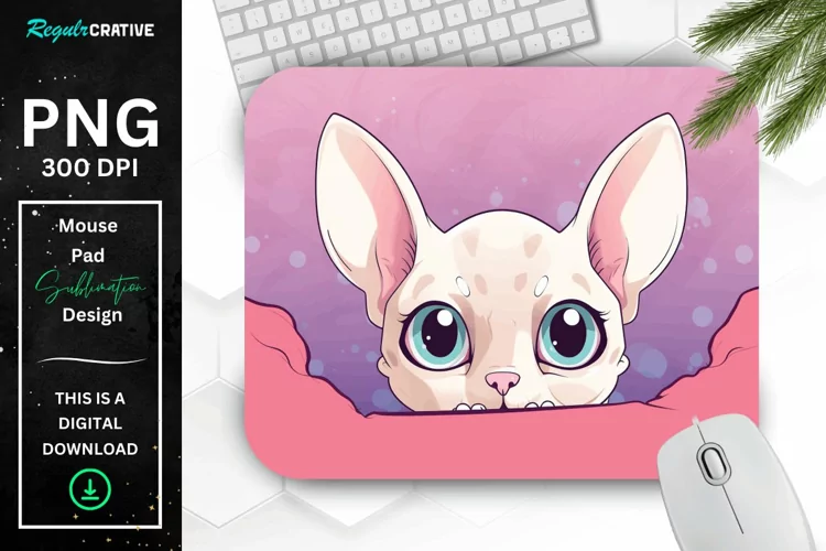 Kawaii Peeking Cat mouse Pad